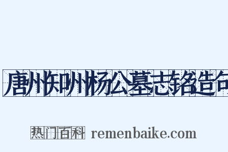 唐州知州杨公墓志铭造句是什么意思的图片